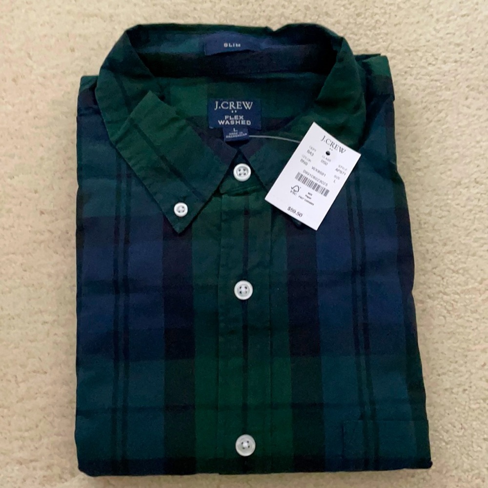 J Crew flex washed slim plaid shirt